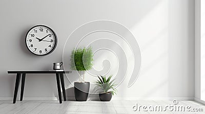 Sleek Minimalist Clock In Modern Indoor Setting Stock Photo