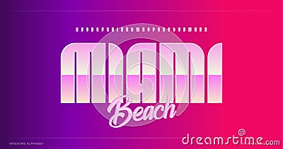 Sleek modern alphabet. Miami stunning font, minimalist type for modern futuristic logo, headline poster, creative Stock Photo