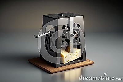 sleek and modern cheese in mousetrap, with stainless steel trap and sleek black finish Stock Photo