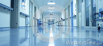 Sleek modern clinic hallway with clean lines, evoking a professional environment Stock Photo