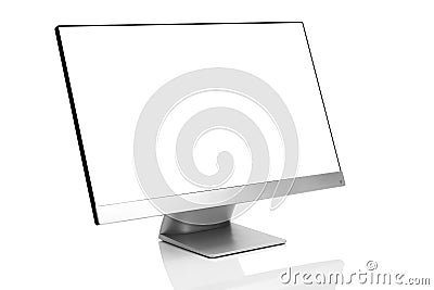 Sleek modern computer display on white background with reflection Stock Photo