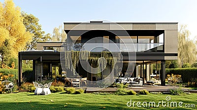 Sleek Modern EcoFriendly House Stock Photo