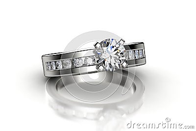 A Sleek And Modern Ring With A Channelset Row Of Diamonds White Background. Generative AI Stock Photo