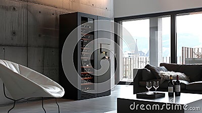 Sleek Modern Wine Cabinet Design Stock Photo