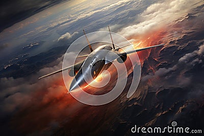 sleek spaceplane entering earths atmosphere Stock Photo