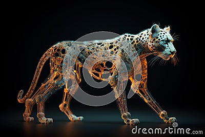 A sleek and speedy cheetah on the run. Generative AI Stock Photo