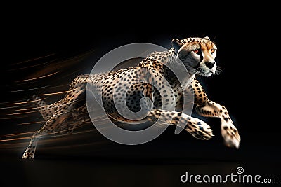 A sleek and speedy cheetah on the run. Generative AI Stock Photo