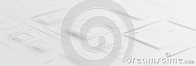 Sleek wireframe design showcasing digital resource branding with soft grid lines and transparent mockups in a modern Stock Photo