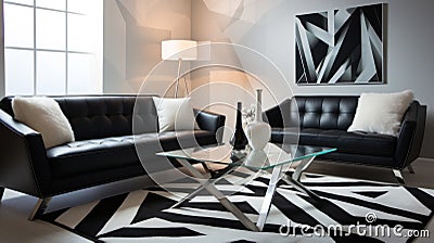 Sleek Ultra-Modern Living Room with Contemporary Elegance. Generative AI Stock Photo