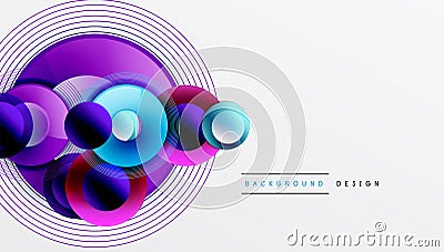 Sleek vector with overlapping circles in vibrant colors and smooth gradients. Dynamic composition with depth, symmetry Vector Illustration