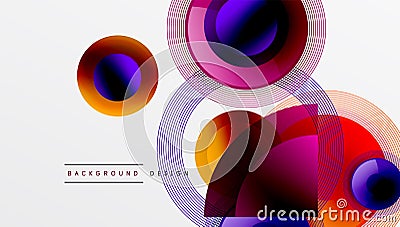 Sleek vector with overlapping circles in vibrant colors and smooth gradients. Dynamic composition with depth, symmetry Vector Illustration