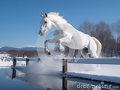 Reflections in the Snow at the Nakayama Grand Jump Stock Photo