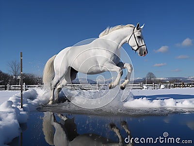 Reflections in the Snow at the Nakayama Grand Jump Stock Photo