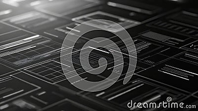 Sleek wireframe design showcasing transparent elements and floating mockups for digital branding Stock Photo