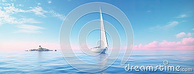 a sleek yacht with full sails, leaning into the wind as it gracefully maneuvers through the open sea, showcasing the Stock Photo