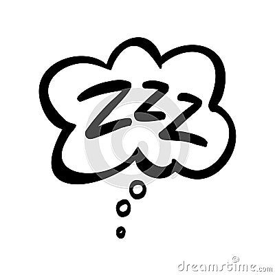 Sleep comic bubble zzz. Sleeping bubble icon hand drawn Lettering Stock Photo