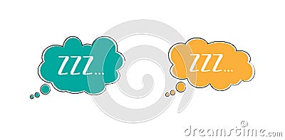 Sleep comic bubble with zzz. Sleeping bubble icon. No speaking no talking sign or silhouette. Isolated on white background Vector Illustration