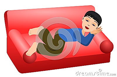 Sleep in couch Stock Photo