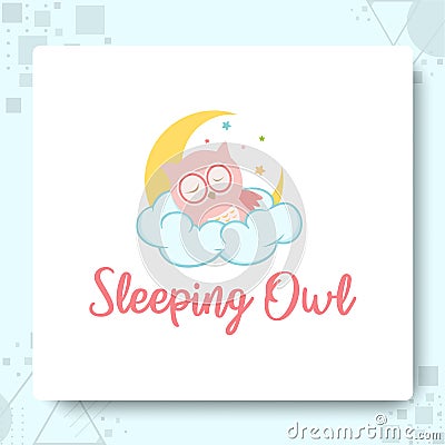 Sleep Cute Owl Logo. Vector Illustration Vector Illustration