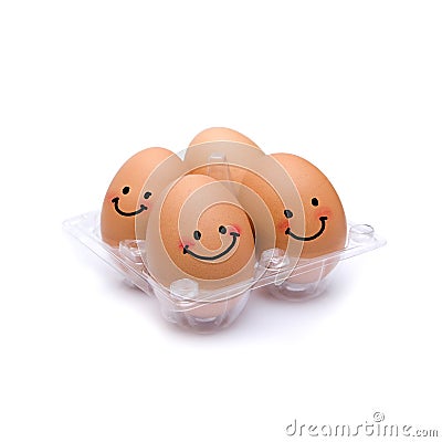 Sleep with happiness brown eggs Stock Photo