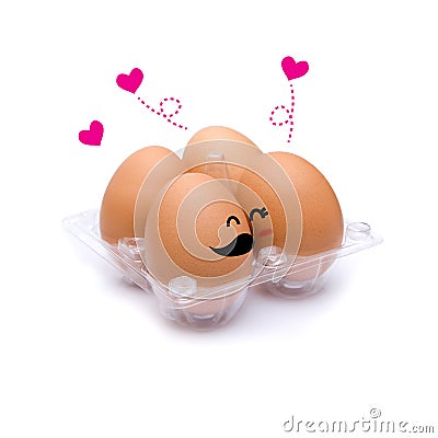 Sleep with happiness brown eggs Stock Photo