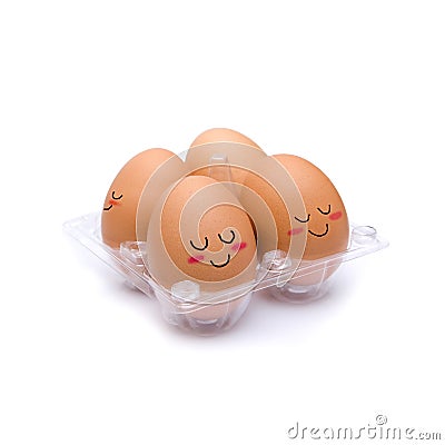 Sleep with happiness brown eggs Stock Photo