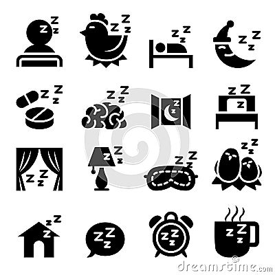 Sleep icon set Cartoon Illustration