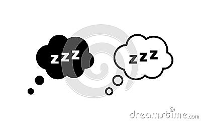 Sleep icon. Sleepy zzz black talk bubble icon. Sleep, dream, relax, rest, insomnia. Vector EPS 10. Isolated on white background Vector Illustration