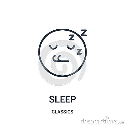 sleep icon vector from classics collection. Thin line sleep outline icon vector illustration. Linear symbol Vector Illustration