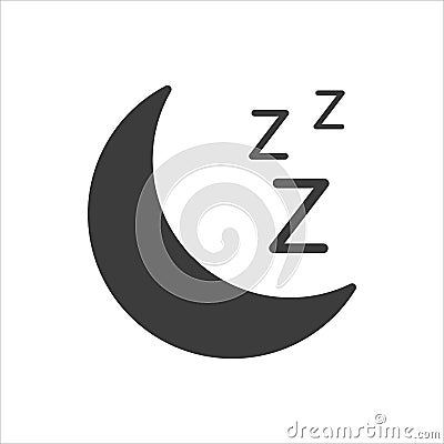 Sleep icon on white background. Sleeping moon Vector Illustration