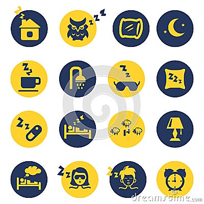 Sleep and insomnia icons Vector Illustration