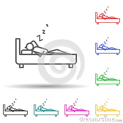 sleep outline multi color style icon. Simple thin line, outline vector of lazy icons for ui and ux, website or mobile application Stock Photo