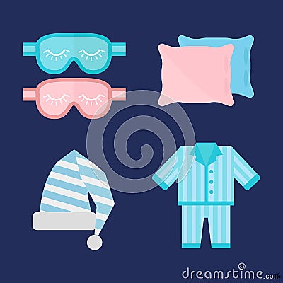 Sleep pajamas icon vector illustration bed sign symbol dream bedroom bedtime pyjamas pillow Vector Illustration