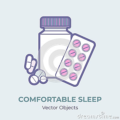 Sleep pills vector isolated. Comfortable sleep illustration item. Vector Illustration