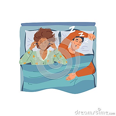 Sleep problem solution protection from snoring Vector Illustration