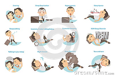 Sleep Problems Vector Illustration