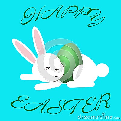 Sleep rabbit holds Easter Egg Vector Illustration