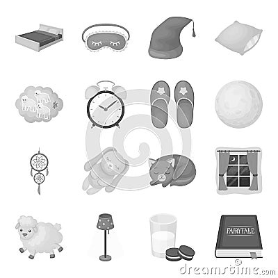 Sleep and rest set icons in monochrome style. Big collection of sleep and rest vector symbol stock illustration Vector Illustration