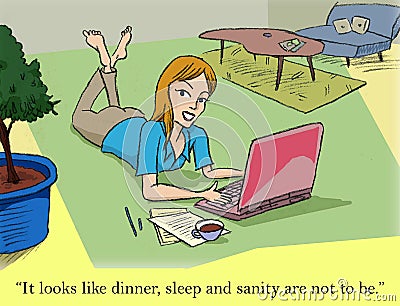 Sleep and sanity for woman tonight Stock Photo