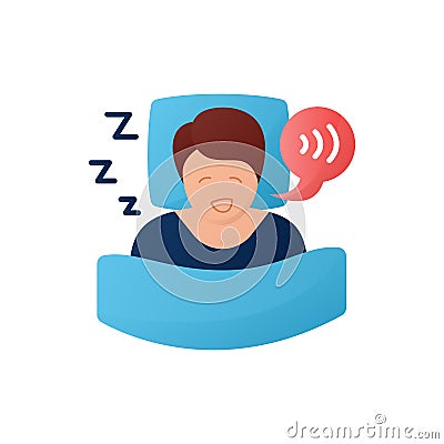 Sleep talking flat icon Vector Illustration