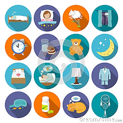 Sleep time icons flat Vector Illustration