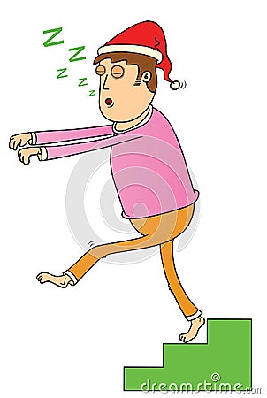 Sleep walking on stair Vector Illustration