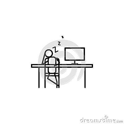 sleep at work outline icon. Element of lazy person icon for mobile concept and web apps. Thin line icon sleep at work can be used Stock Photo