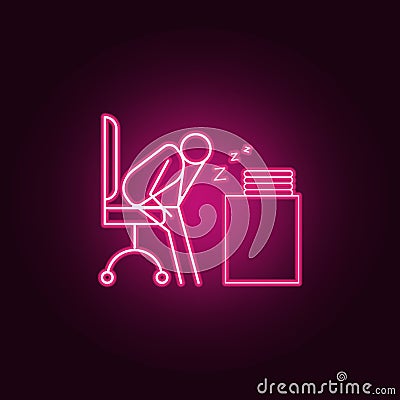 sleep at work outline icon. Elements of Lazy in neon style icons. Simple icon for websites, web design, mobile app, info graphics Stock Photo