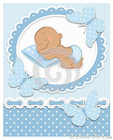 Sleeping African baby boy Vector Illustration