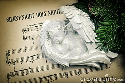 Sleeping angel. Silent Night, Holy Night Stock Photo