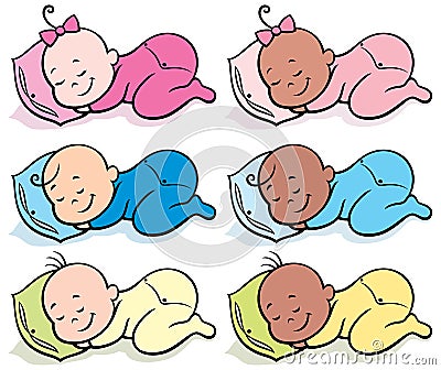 Sleeping Babies Vector Illustration