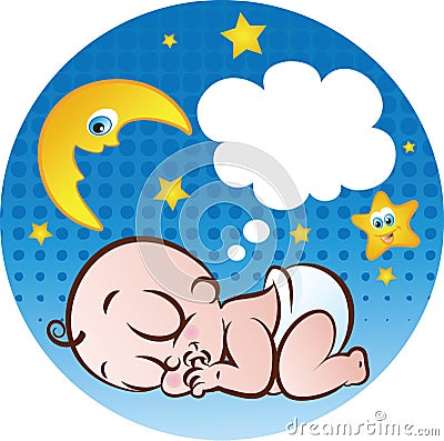 Sleeping Baby Boy Vector Illustration