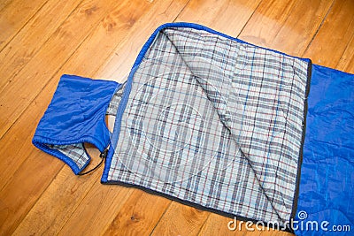 Sleeping bag for camping Stock Photo