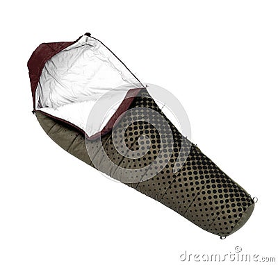 Sleeping bag used to keep warm on camping trips Stock Photo